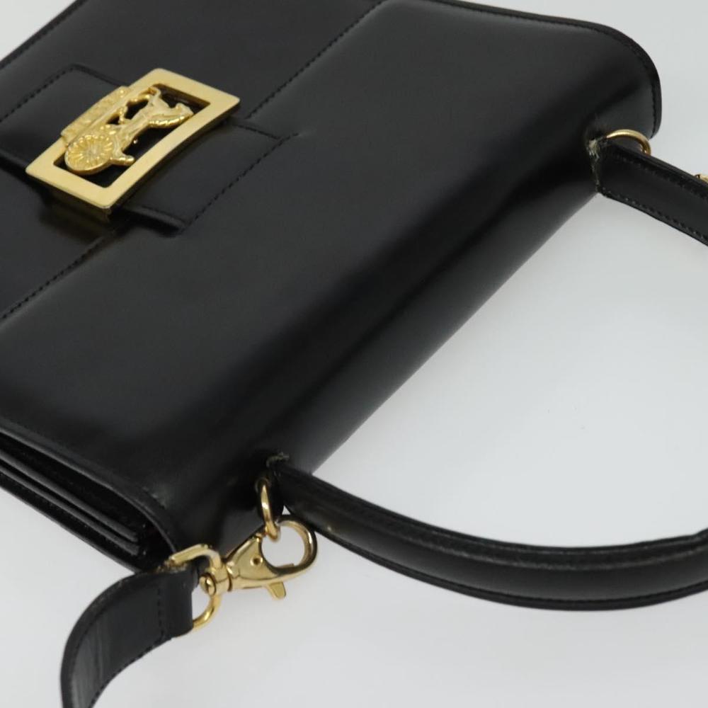 CELINE Hand Bag Leather 2way Black Gold Auth sw1250 - Picture 6 of 16